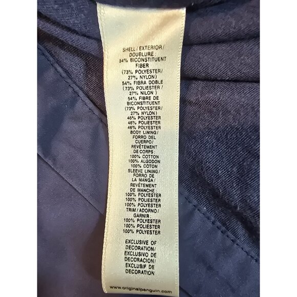 Original Penguin Navy Blue Lightweight Hoodie Jacket With Stand Collar Zip Front - Picture 12 of 16